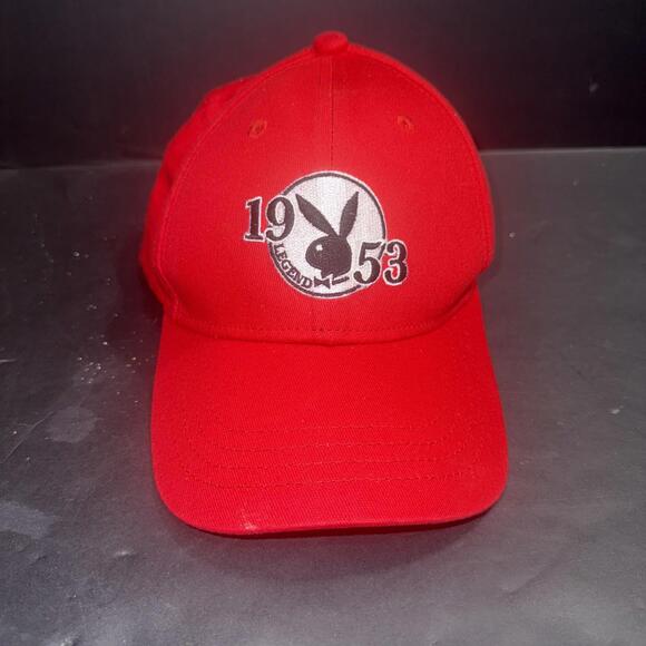 Vintage Stamped Playboy Bunny Red  Hat Adjustable SnapBack Ball Cap - Picture 1 of 9